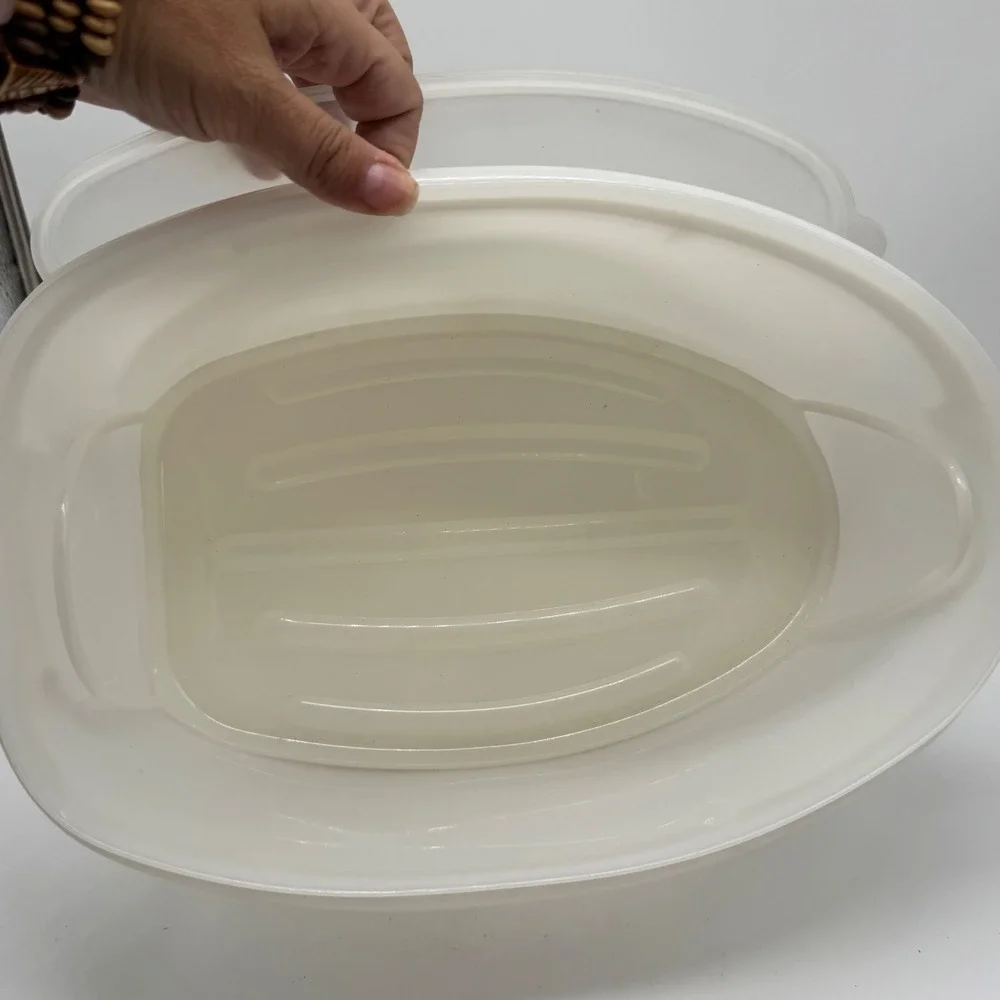 Vintage Tupperware Flavor Saver Roast Ham Keeper 3 Pc Container Insert Lid 487